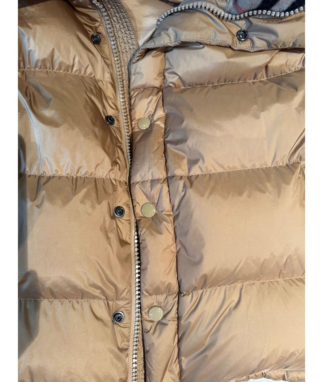BURBERRY Горчичный полиэстеровый пуховик, фото 4