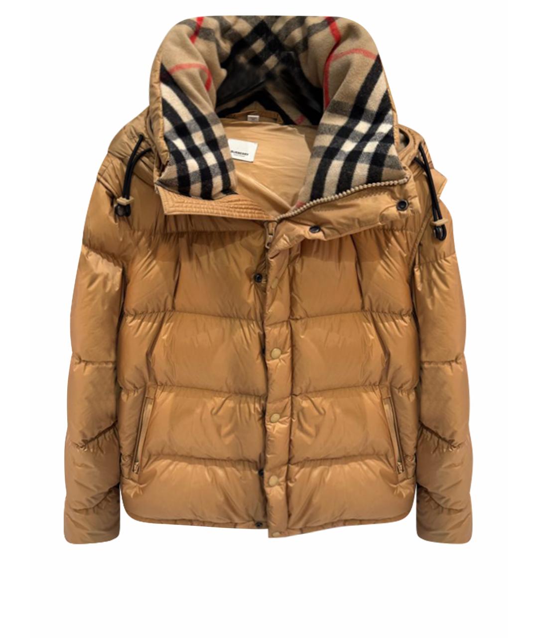 BURBERRY Горчичный полиэстеровый пуховик, фото 1