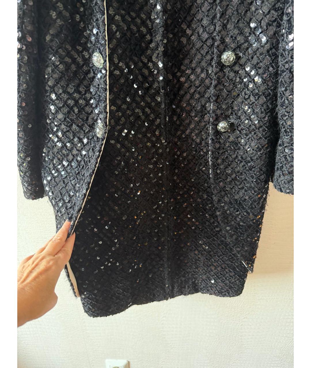 CHANEL Черное вискозное пальто, фото 3