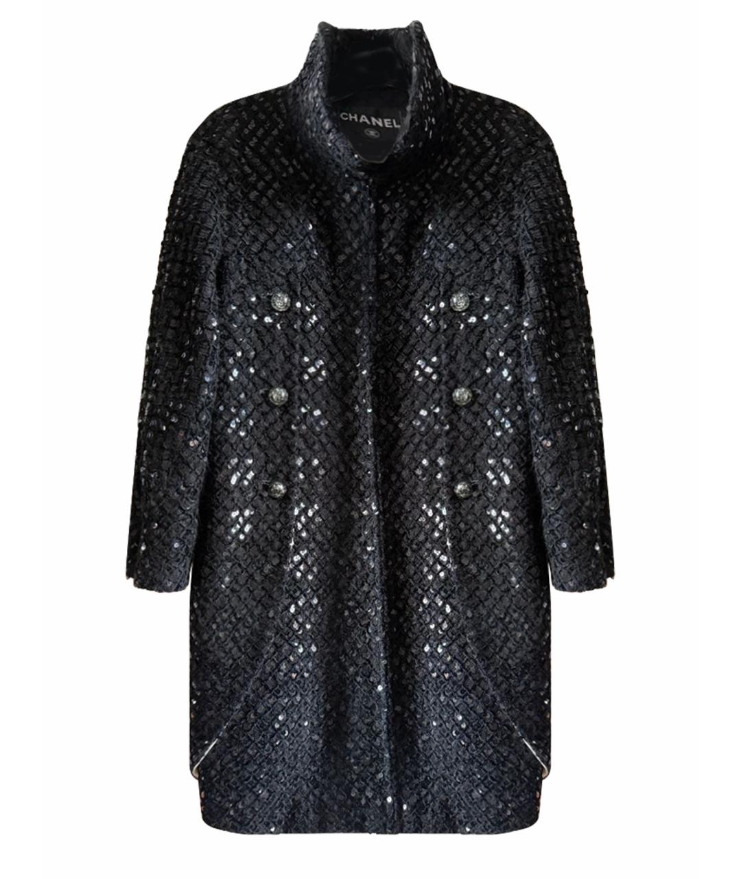 CHANEL Черное вискозное пальто, фото 1
