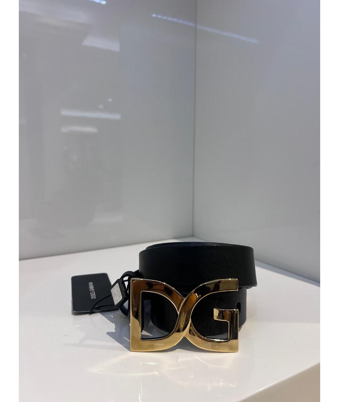 DOLCE&GABBANA Черный кожаный ремень, фото 4