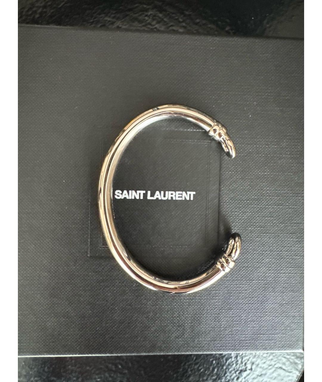 SAINT LAURENT Серебрянный металлический браслет, фото 2