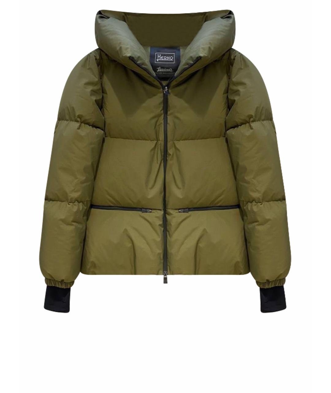 HERNO Хаки полиамидовый пуховик, фото 1