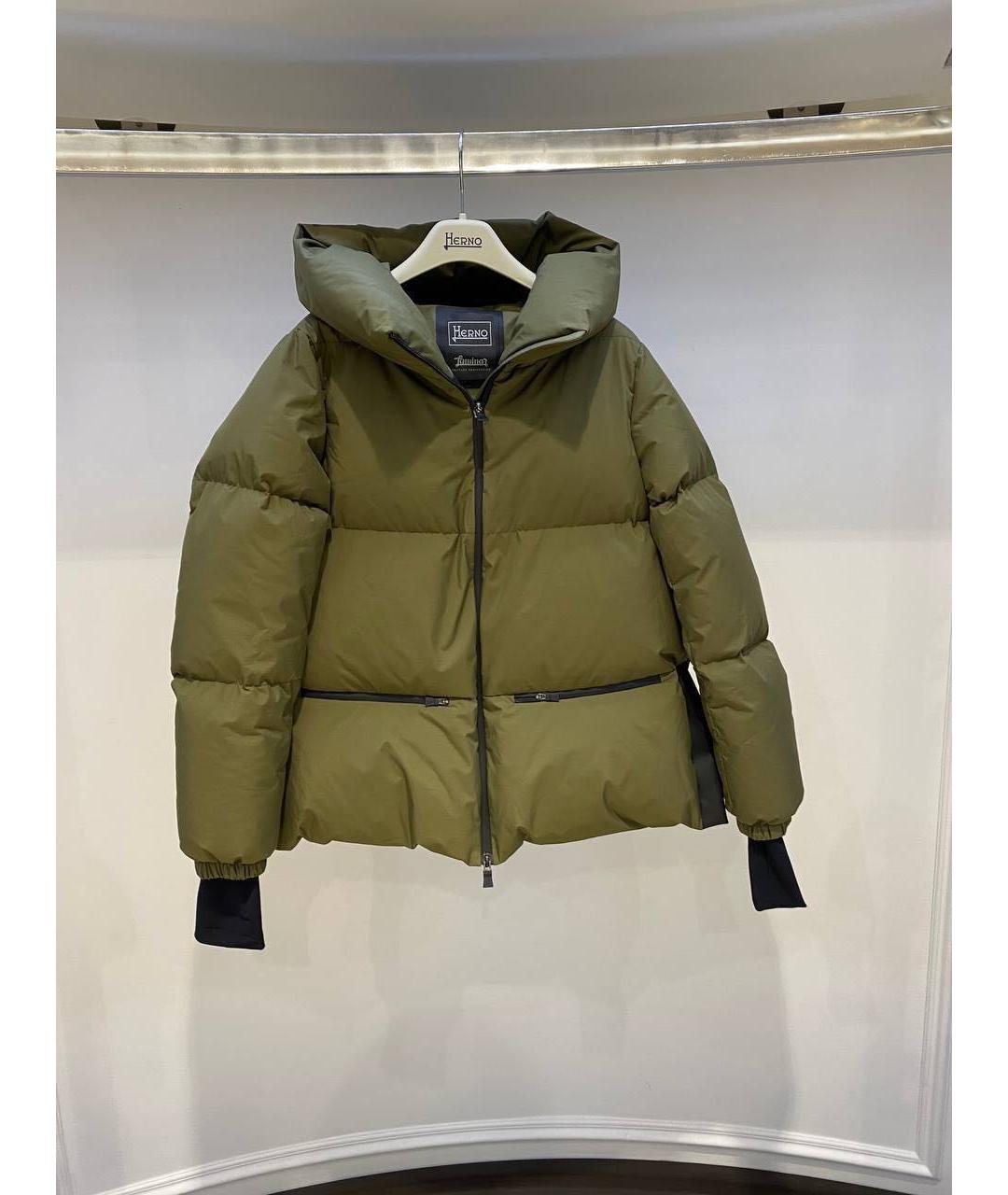 HERNO Хаки полиамидовый пуховик, фото 3