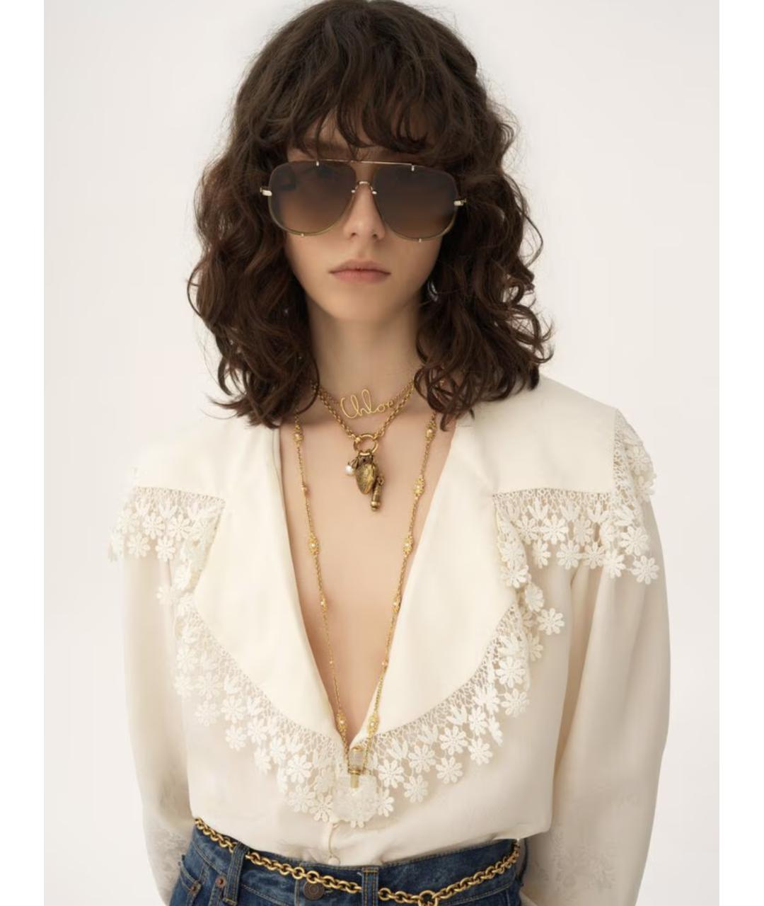 CHLOE Белая шелковая блузы, фото 2