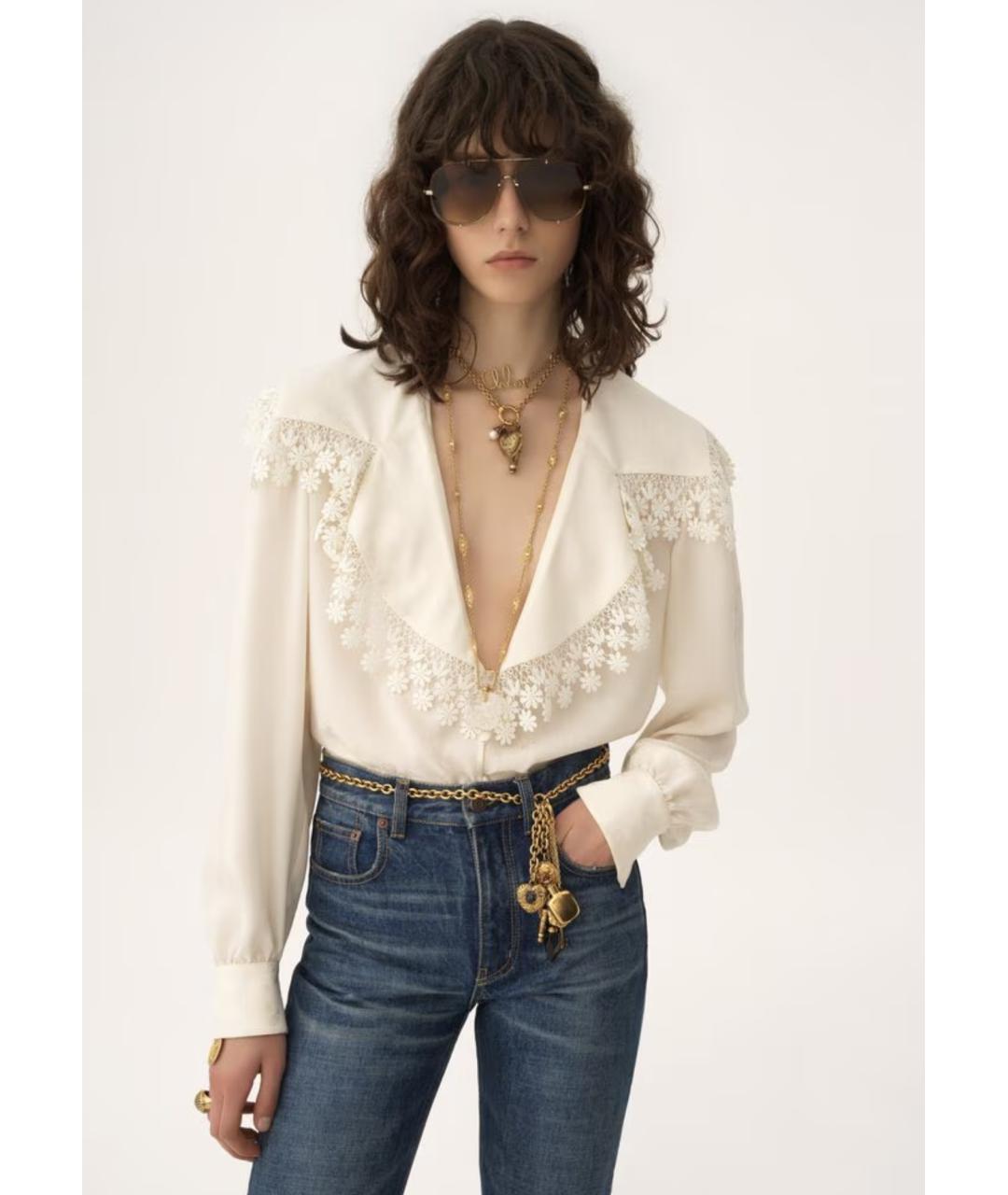 CHLOE Белая шелковая блузы, фото 3
