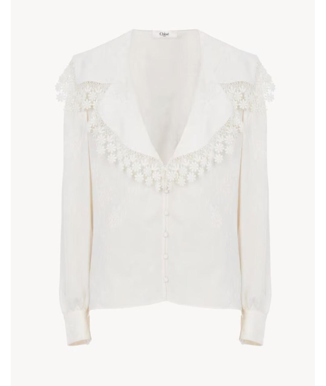 CHLOE Белая шелковая блузы, фото 6