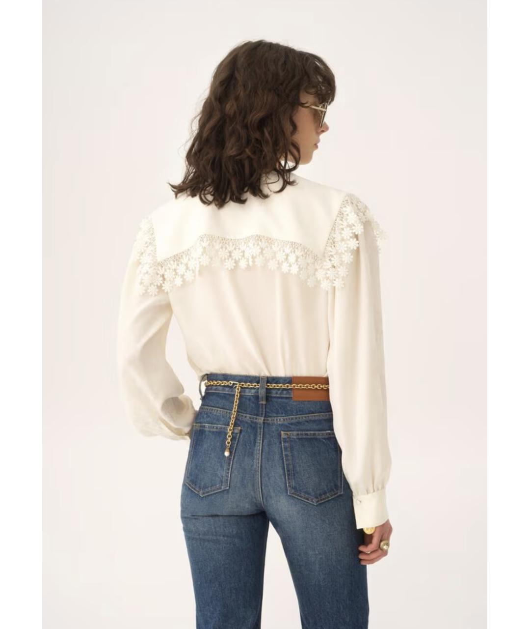 CHLOE Белая шелковая блузы, фото 5