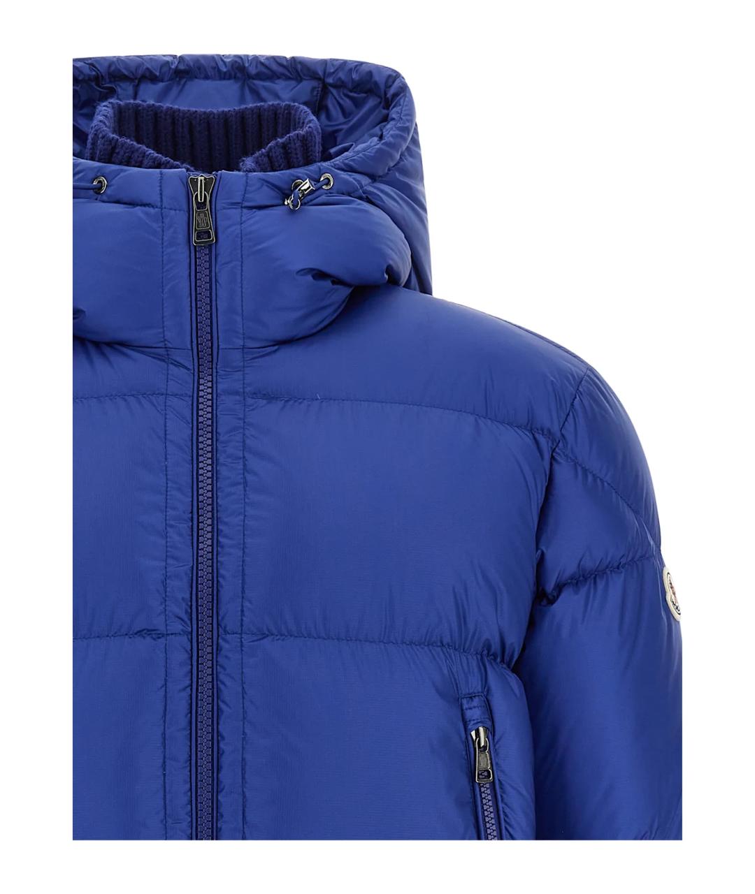 MONCLER Синий полиамидовый пуховик, фото 4