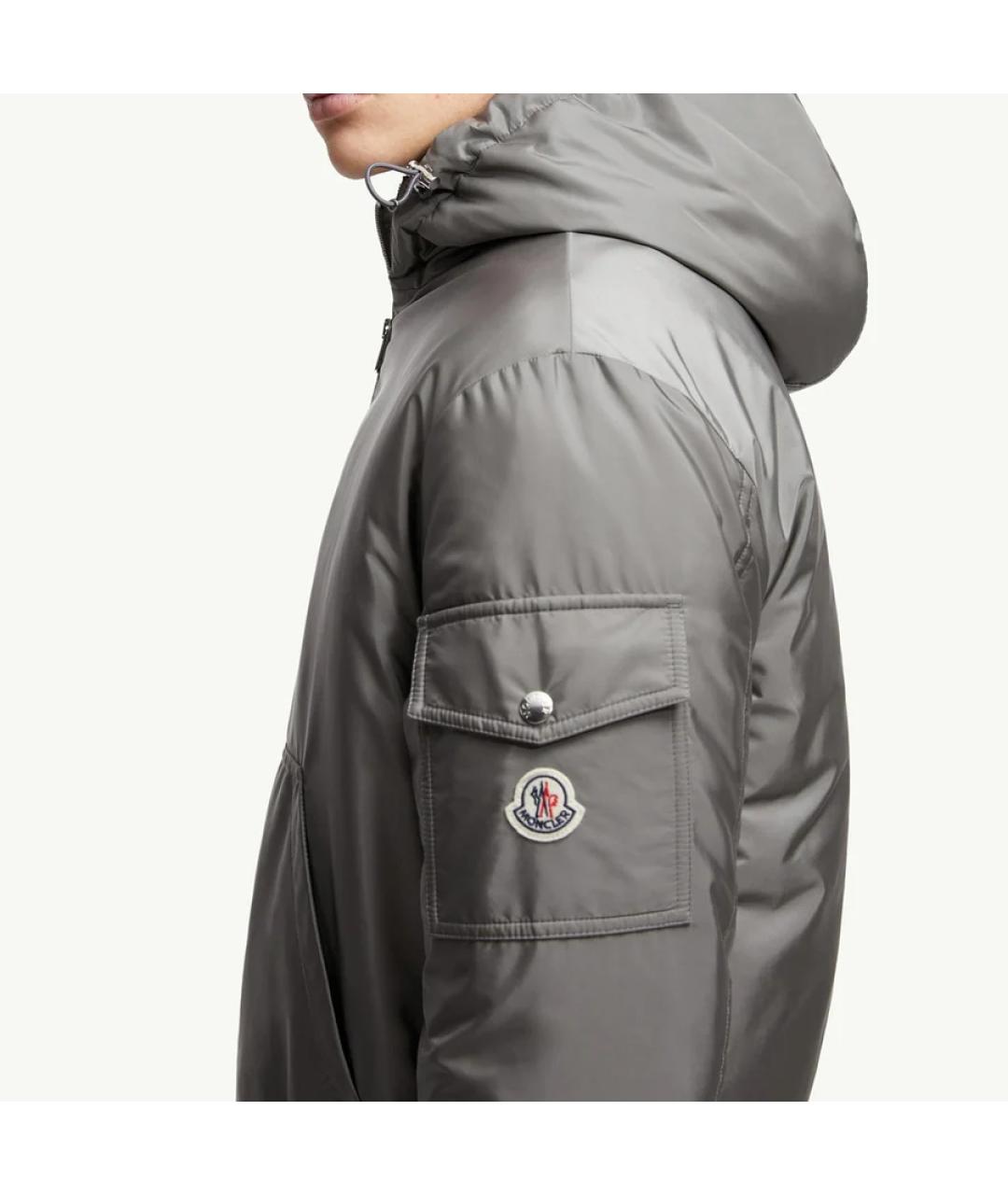 MONCLER Серая полиамидовая куртка, фото 2