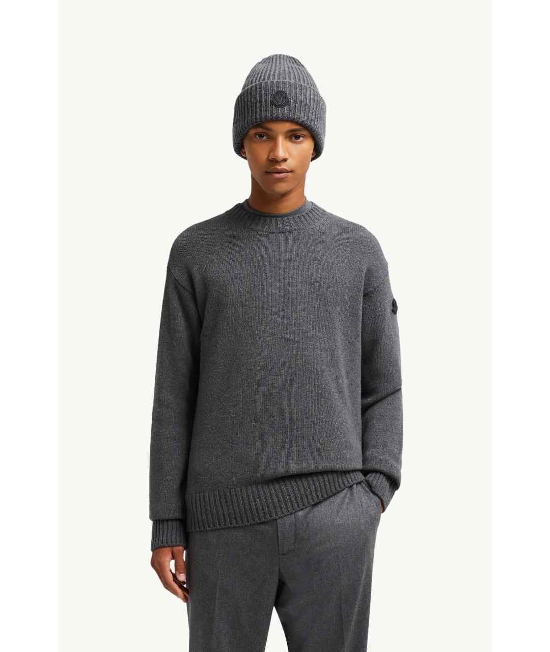 MONCLER Серый шерстяной джемпер / свитер, фото 2