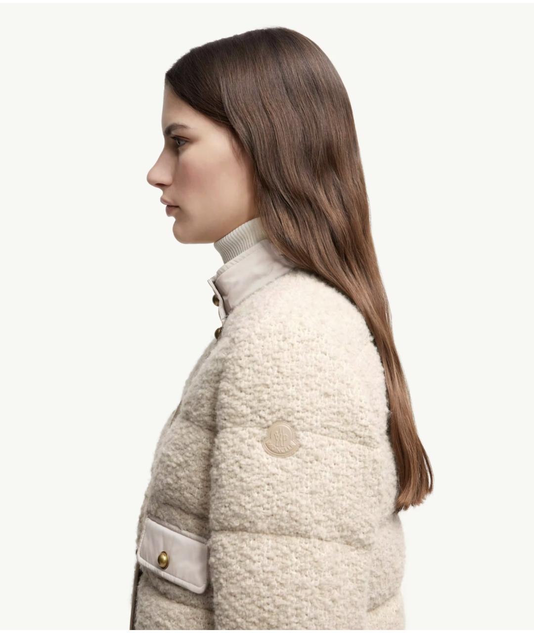 MONCLER Бежевый шерстяной пуховик, фото 3
