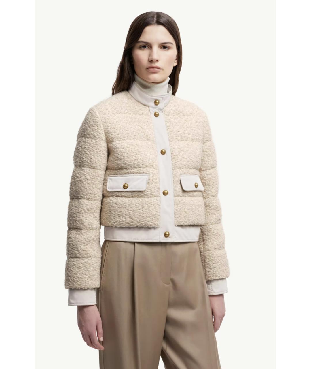 MONCLER Бежевый шерстяной пуховик, фото 4