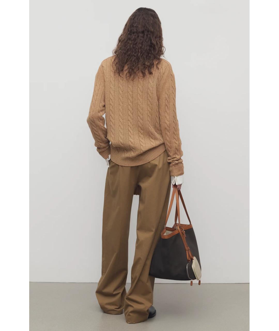 THE ROW Коричневые хлопковые прямые брюки, фото 5