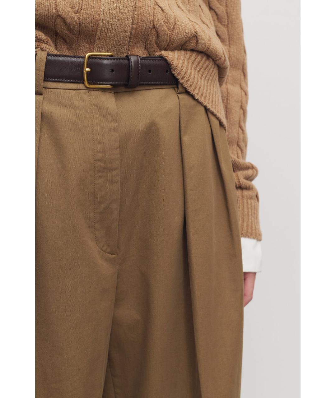 THE ROW Коричневые хлопковые прямые брюки, фото 6