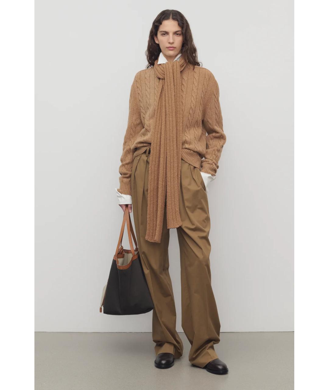 THE ROW Коричневые хлопковые прямые брюки, фото 3