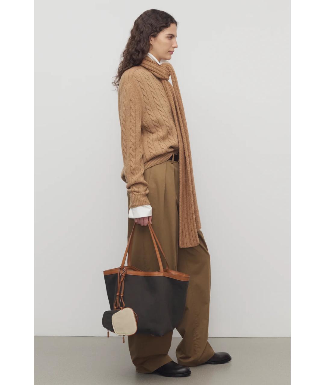 THE ROW Коричневые хлопковые прямые брюки, фото 4