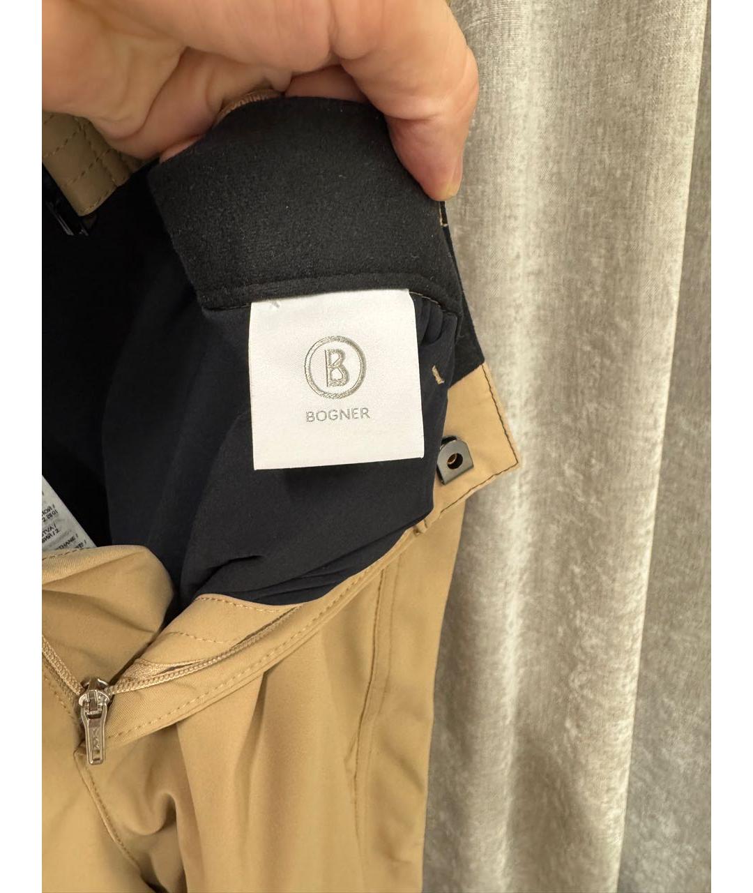 BOGNER Бежевые полиэстеровые прямые брюки, фото 3