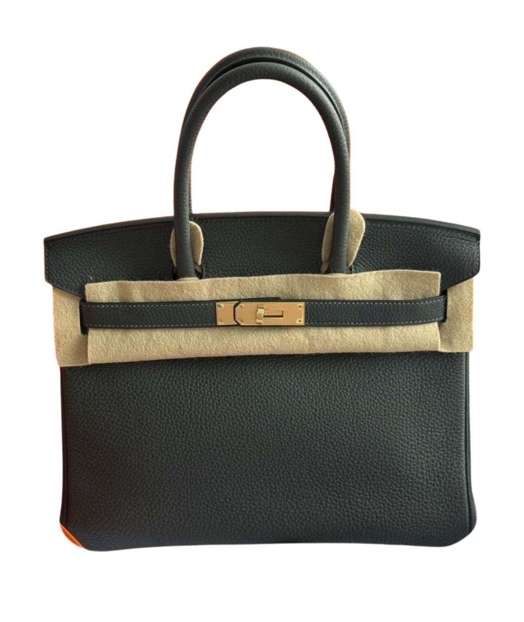 HERMES Серая кожаная сумка с короткими ручками, фото 2