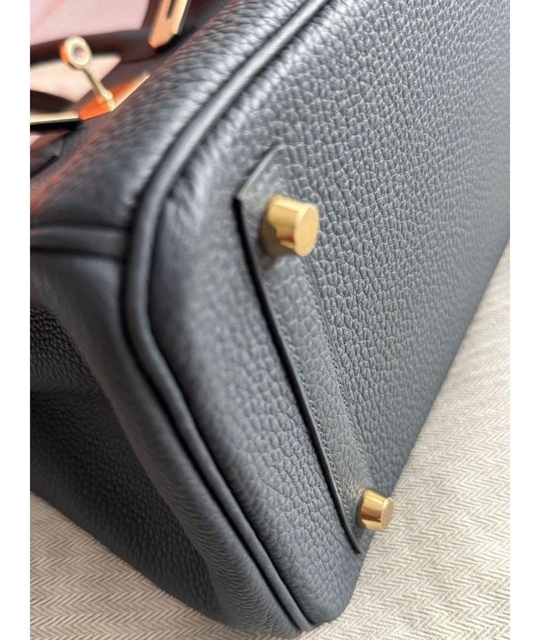 HERMES Серая кожаная сумка с короткими ручками, фото 7