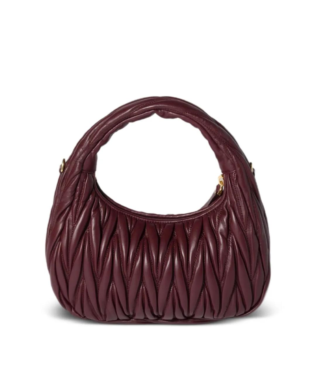 MIU MIU Бордовая кожаная сумка через плечо, фото 3