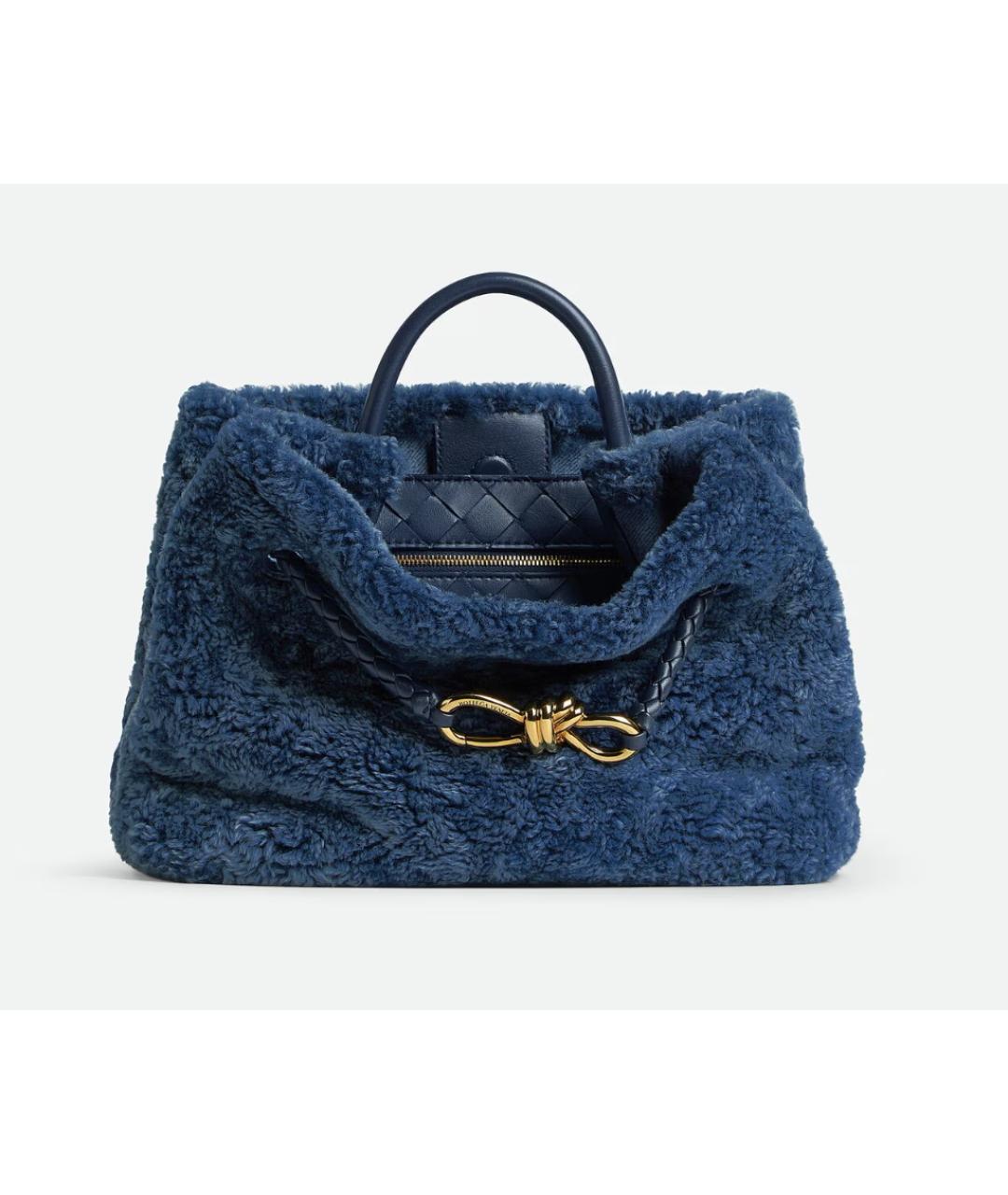 BOTTEGA VENETA Синяя меховая сумка тоут, фото 7