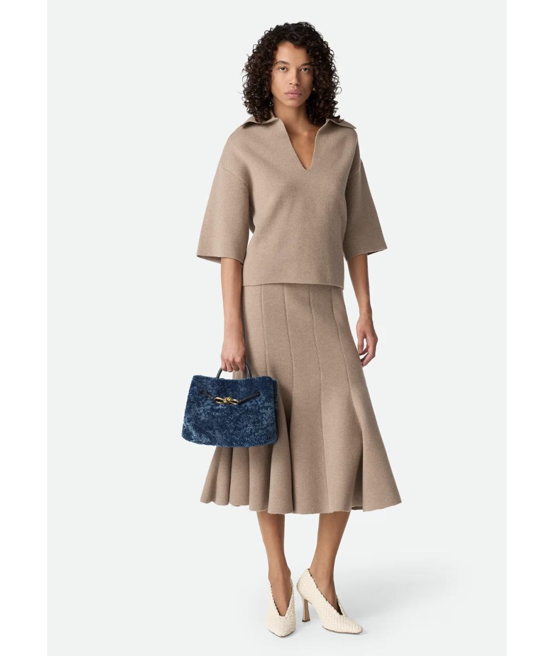 BOTTEGA VENETA Синяя меховая сумка тоут, фото 6