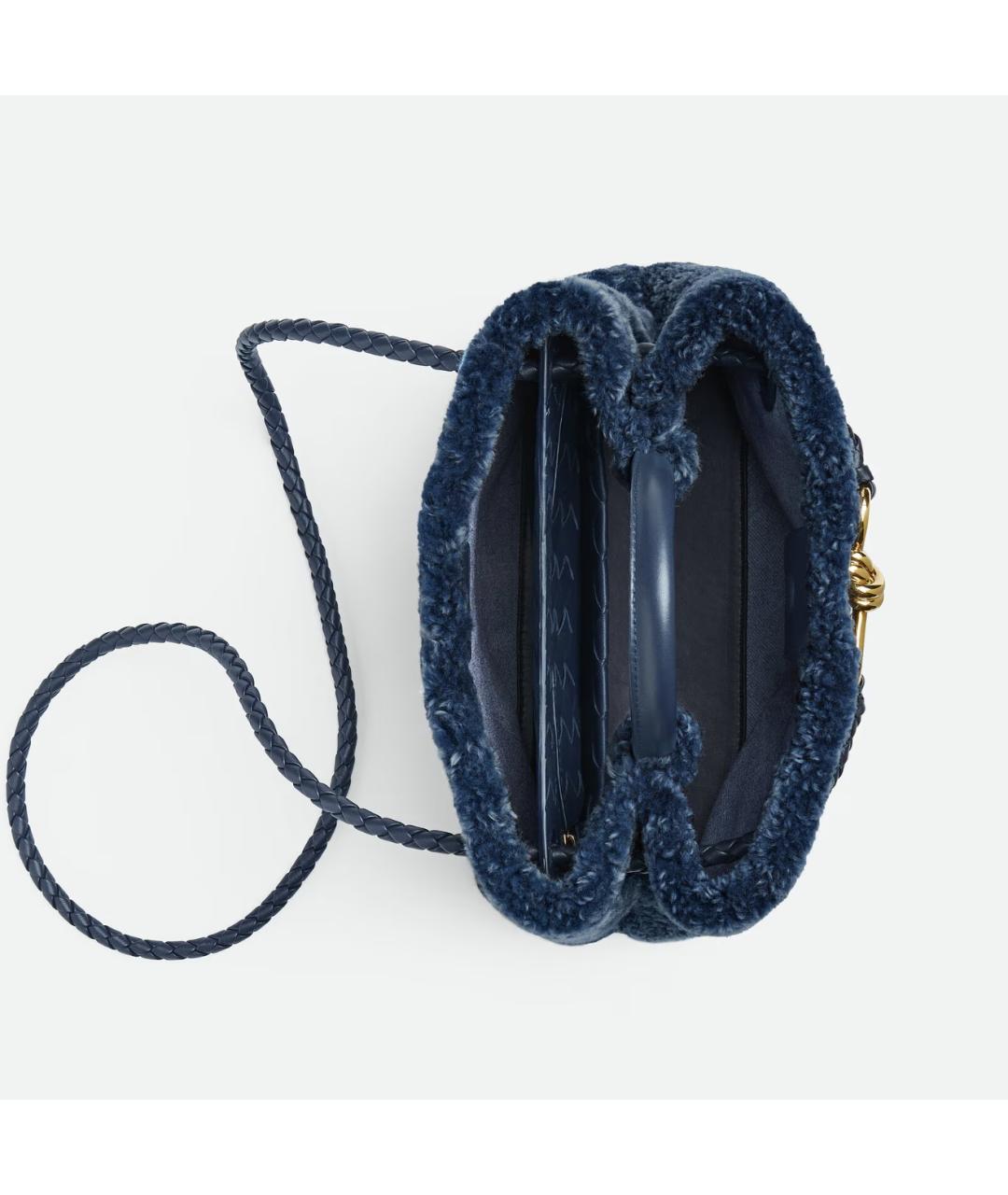 BOTTEGA VENETA Синяя меховая сумка тоут, фото 3