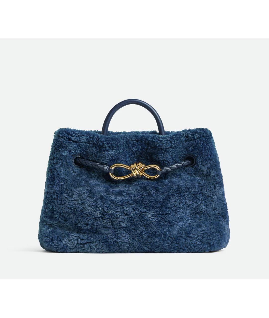 BOTTEGA VENETA Синяя меховая сумка тоут, фото 9