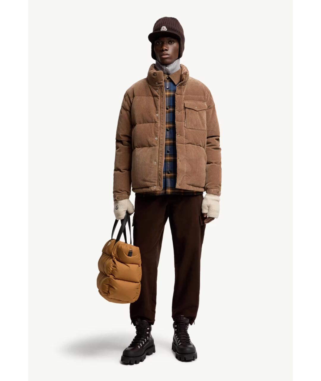 MONCLER Коричневый хлопковый пуховик, фото 2