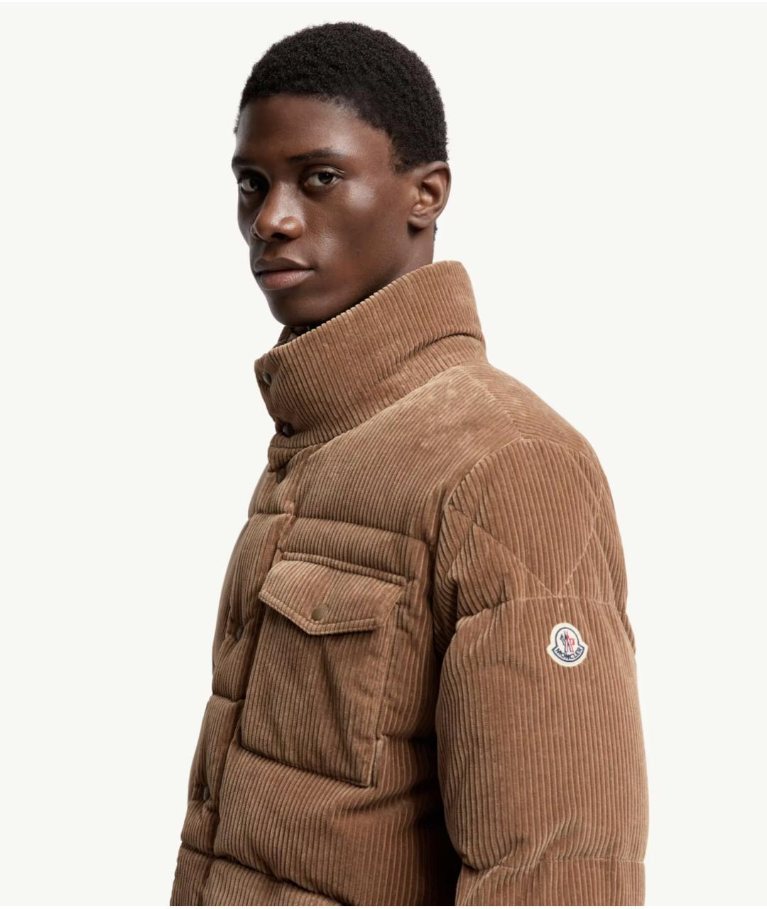 MONCLER Коричневый хлопковый пуховик, фото 4