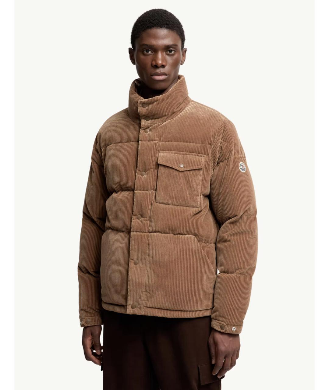 MONCLER Коричневый хлопковый пуховик, фото 3