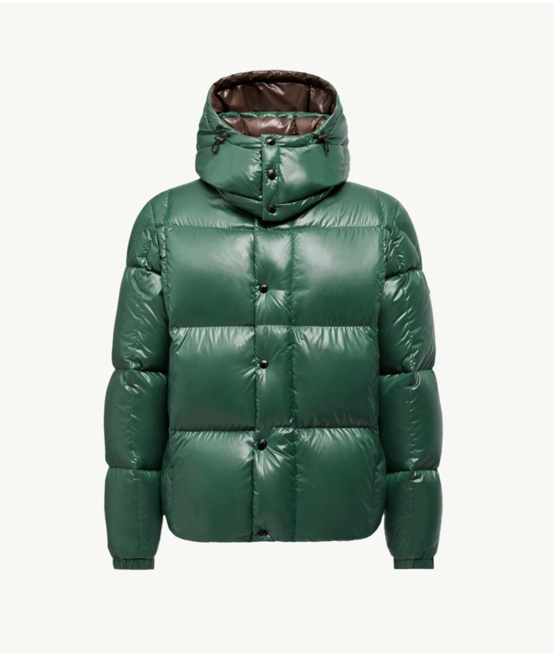 MONCLER Зеленый полиамидовый пуховик, фото 6