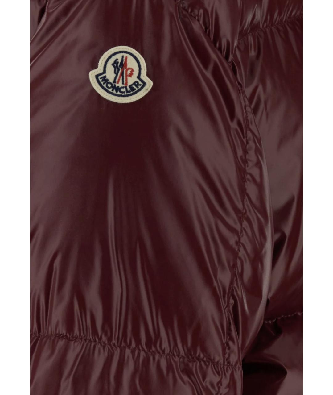 MONCLER Бордовый полиамидовый пуховик, фото 3