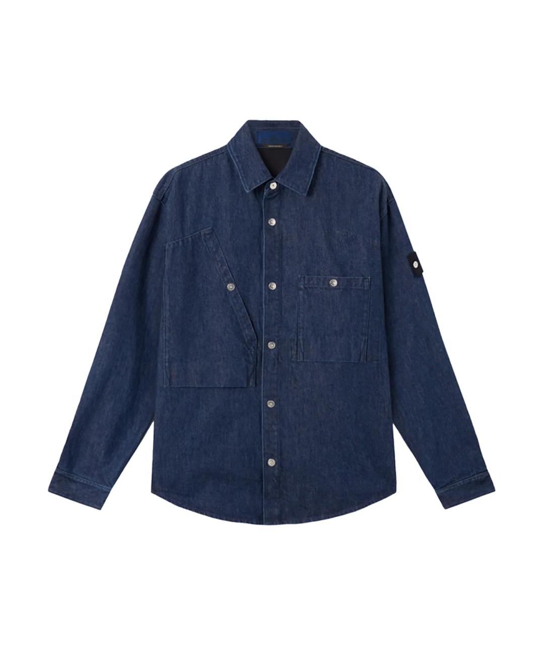 STONE ISLAND Синяя хлопковая кэжуал рубашка, фото 2