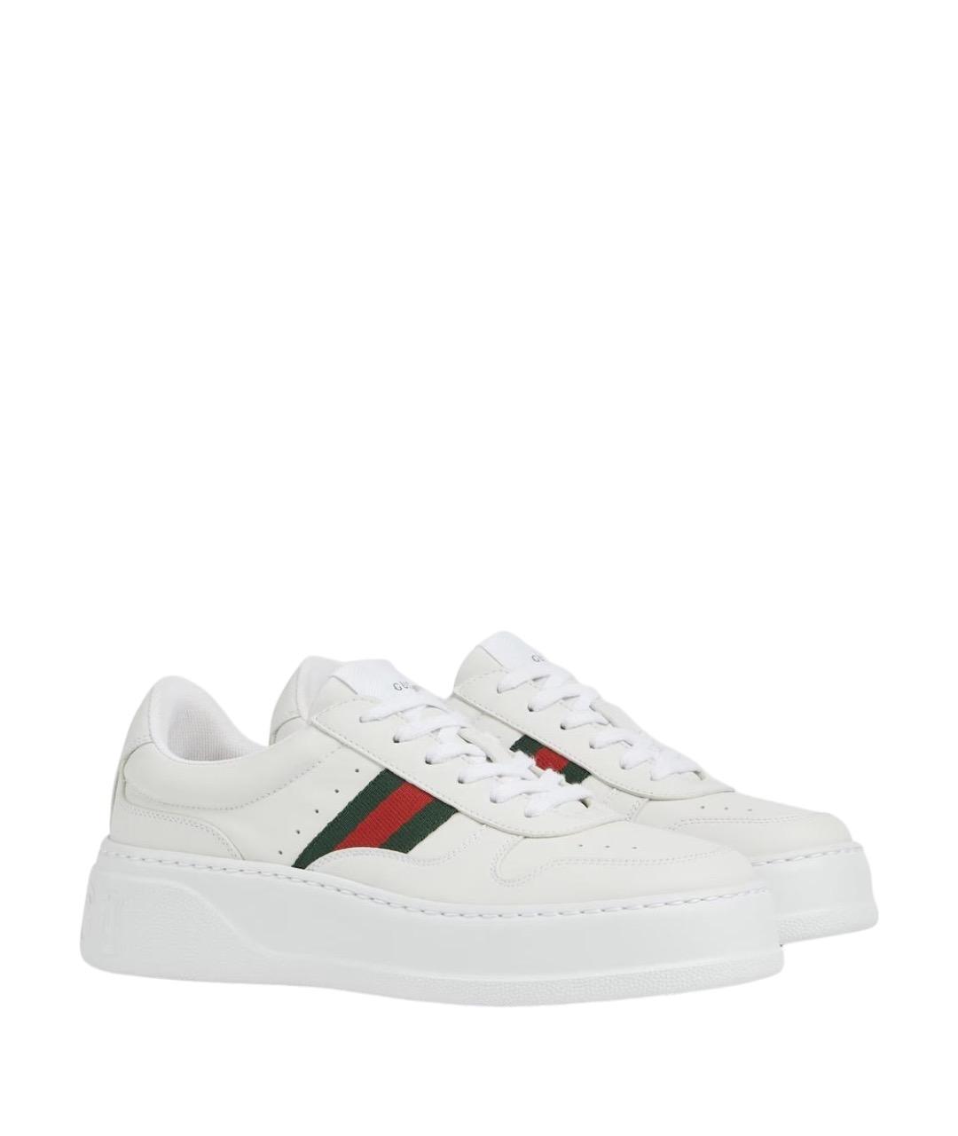 GUCCI Белые кожаные кеды, фото 2