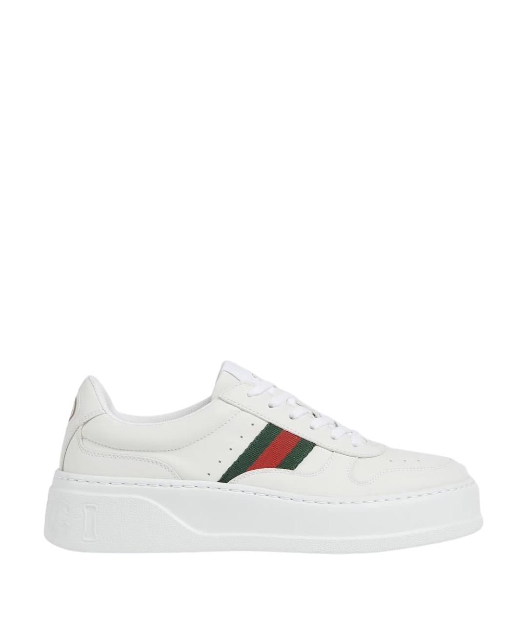 GUCCI Белые кожаные кеды, фото 1