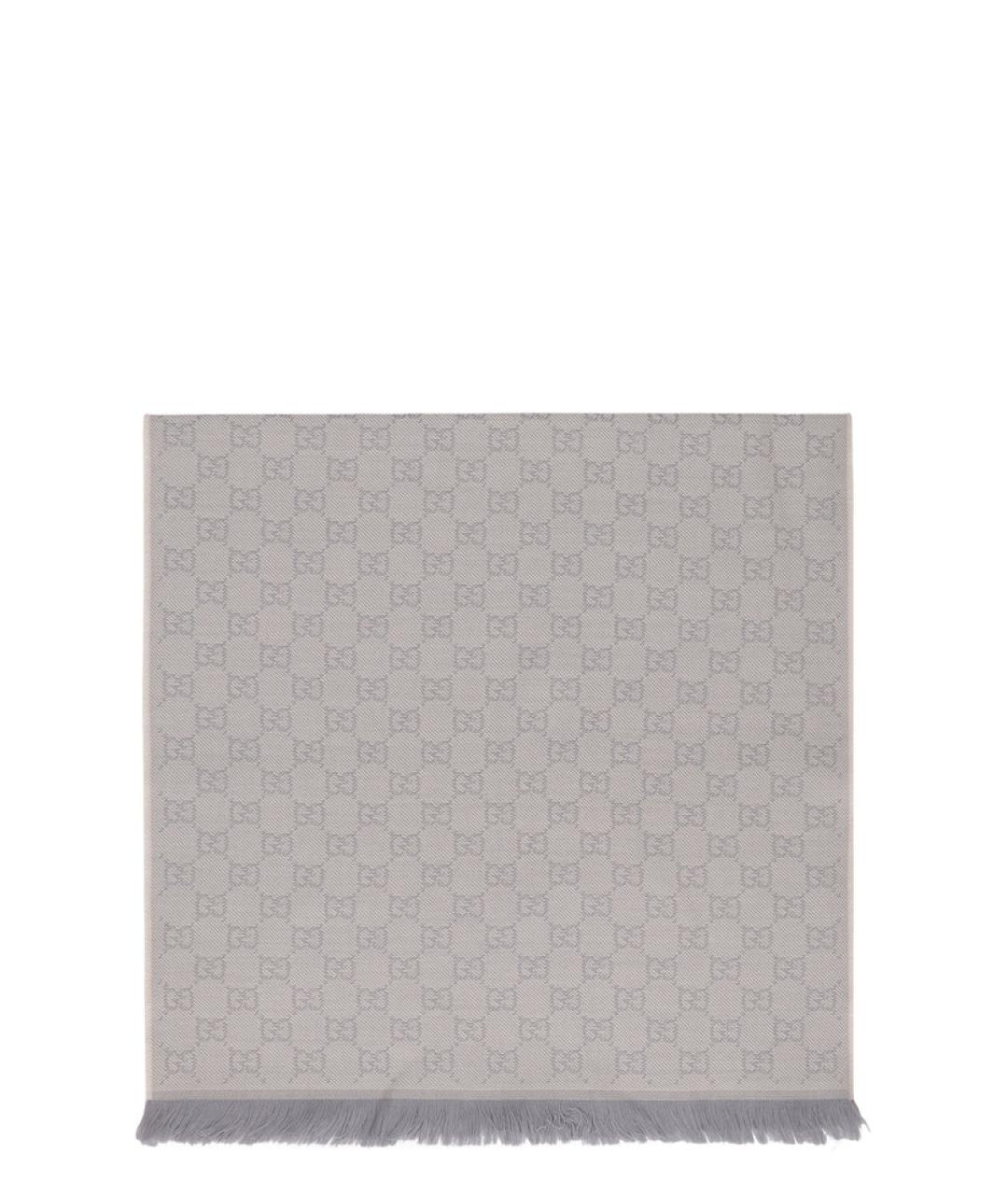 GUCCI Серый шерстяной шарф, фото 1