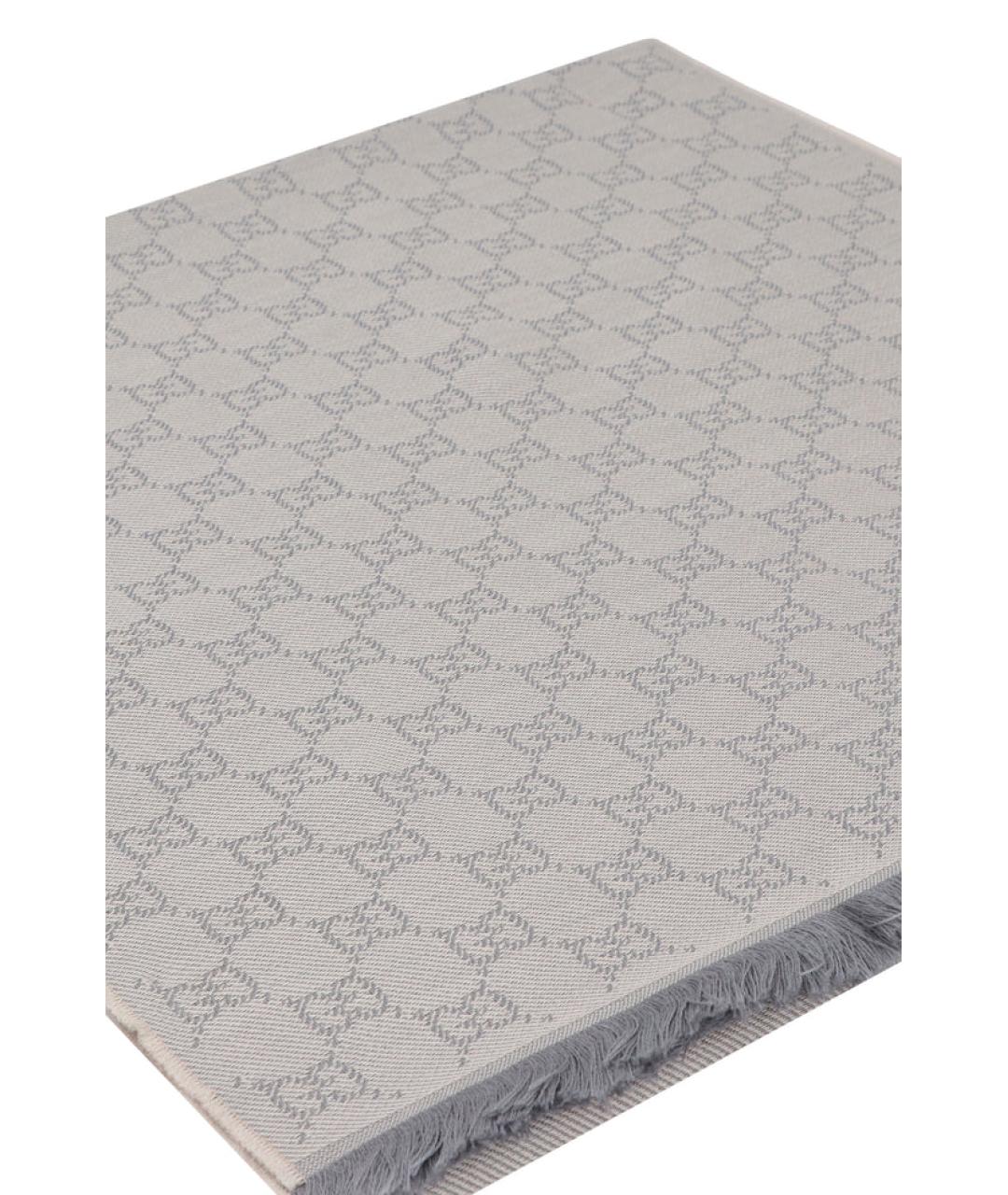 GUCCI Серый шерстяной шарф, фото 2