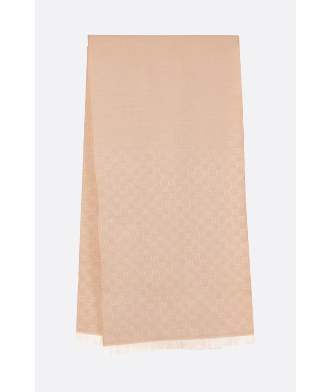 GUCCI Бежевый шерстяной шарф, фото 2