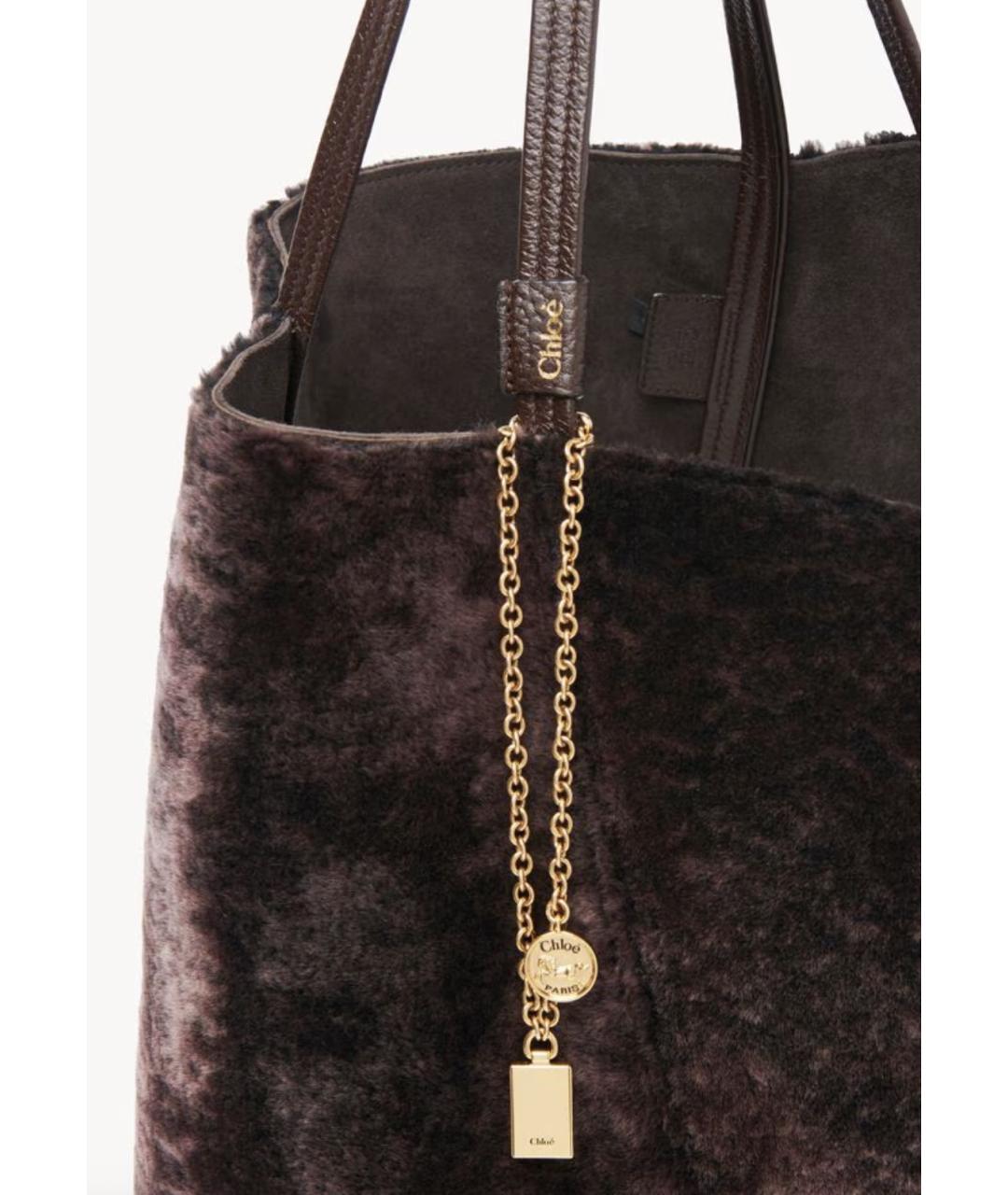 CHLOE Коричневая меховая сумка тоут, фото 5