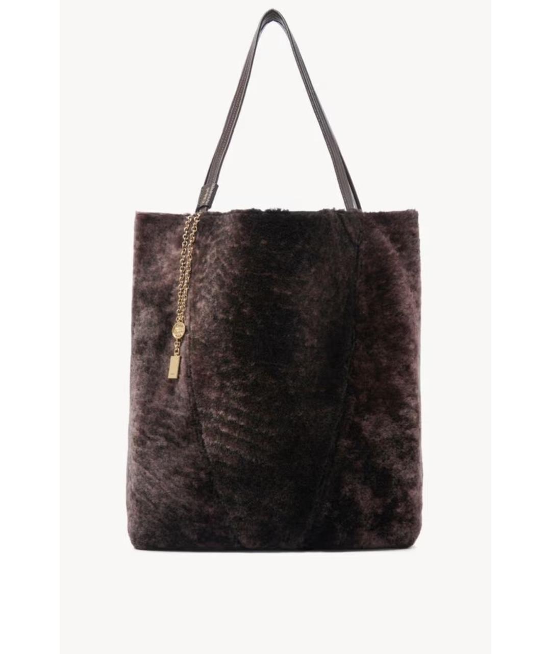 CHLOE Коричневая меховая сумка тоут, фото 6