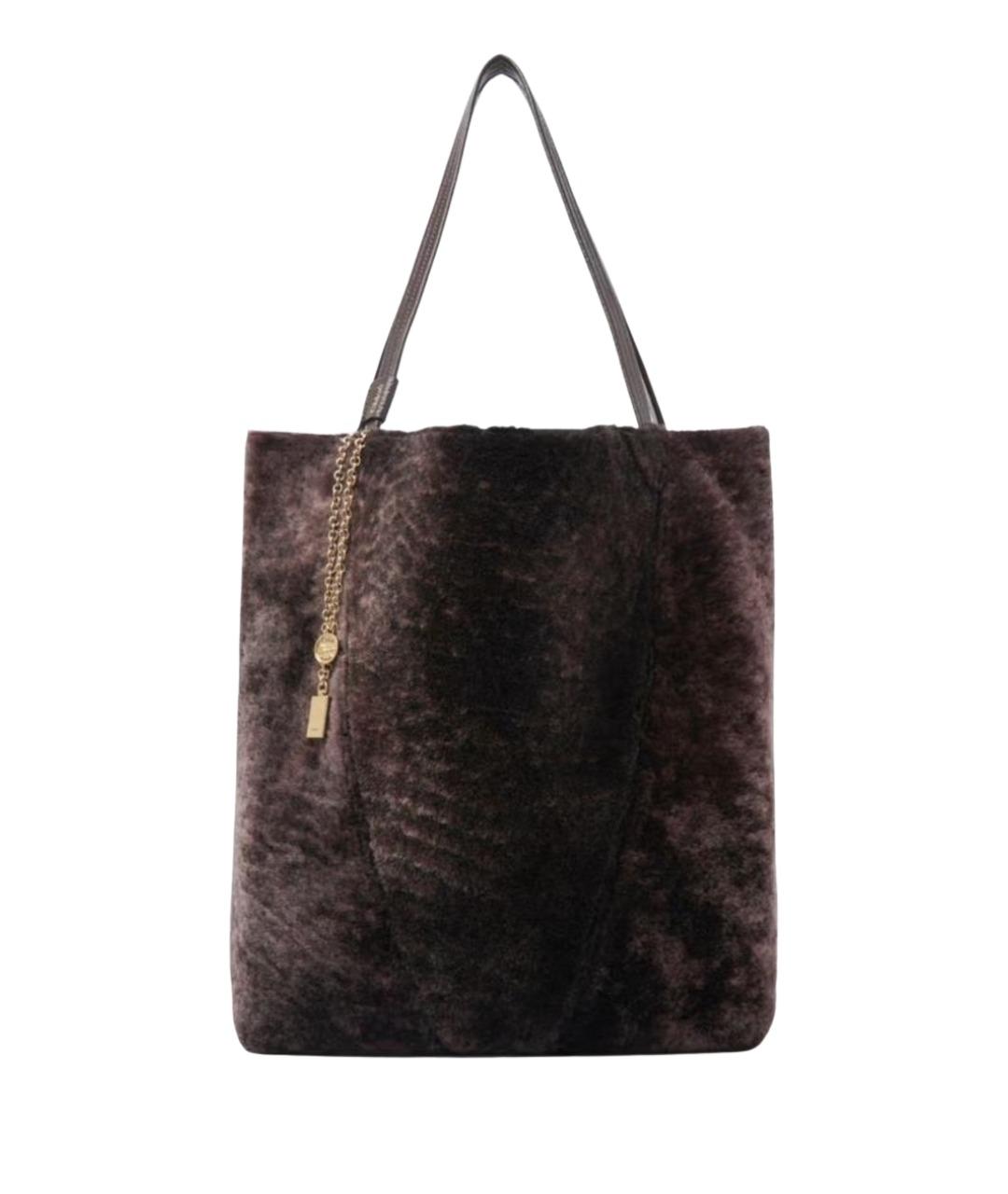 CHLOE Коричневая меховая сумка тоут, фото 1