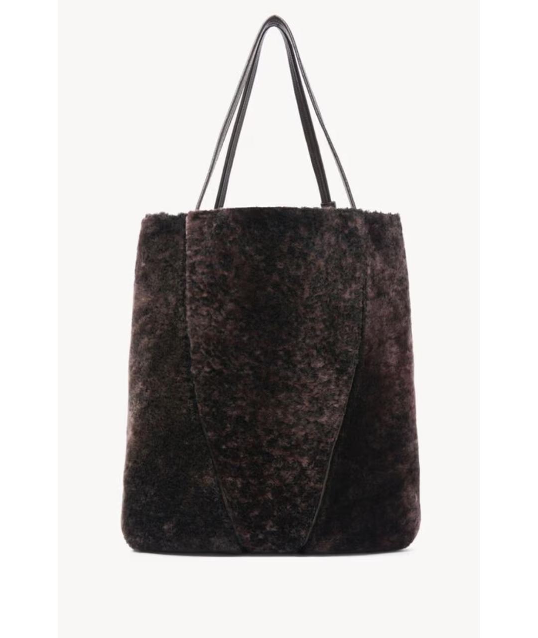 CHLOE Коричневая меховая сумка тоут, фото 4