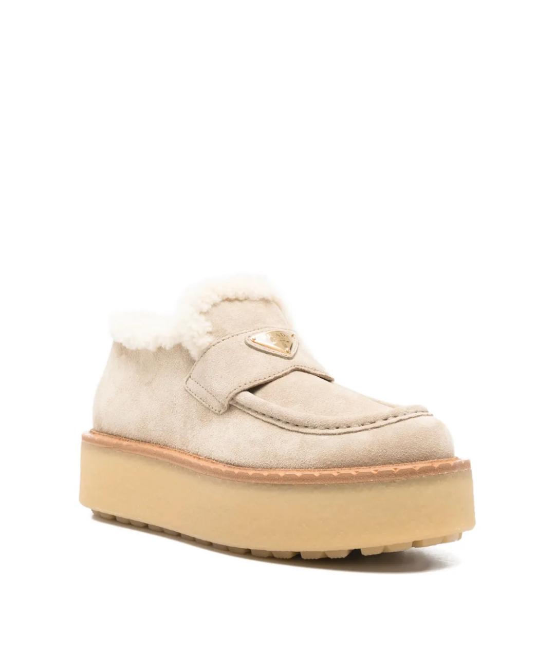 PRADA Бежевые замшевые лоферы, фото 2