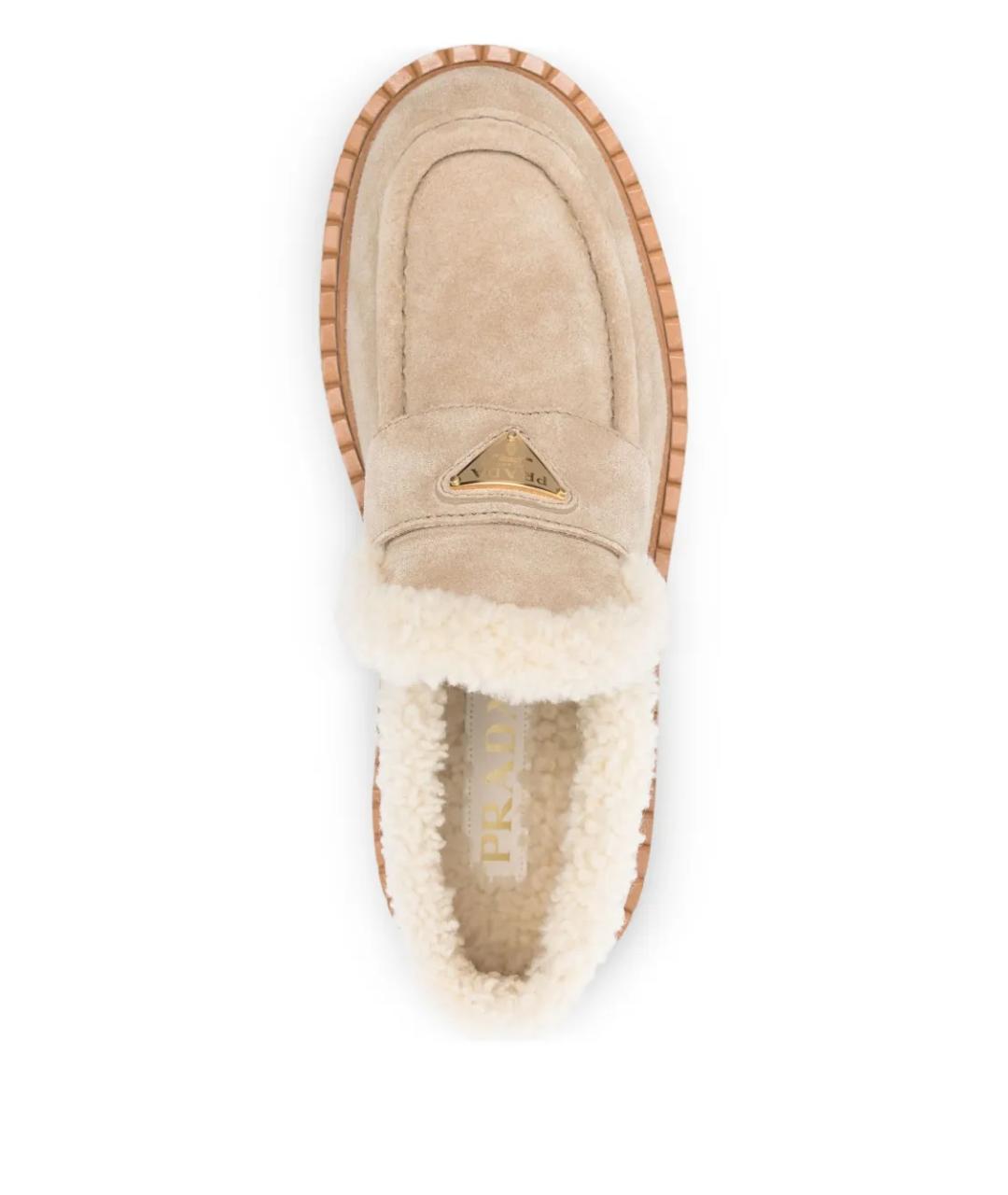 PRADA Бежевые замшевые лоферы, фото 4