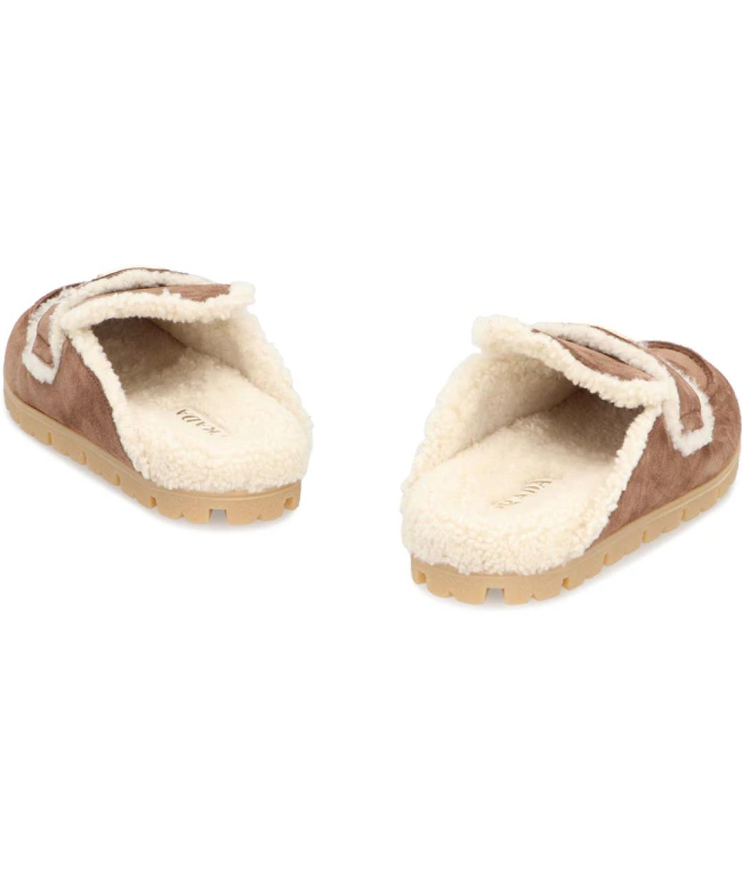 PRADA Бежевые замшевые мюли, фото 3