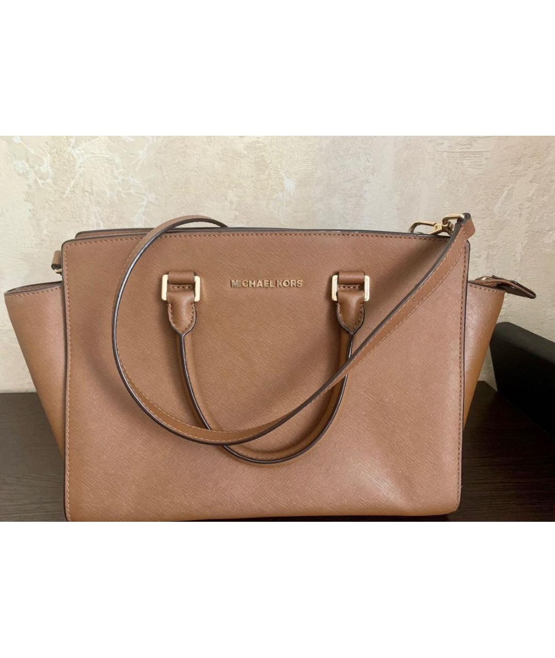 MICHAEL KORS Коричневая кожаная сумка через плечо, фото 4