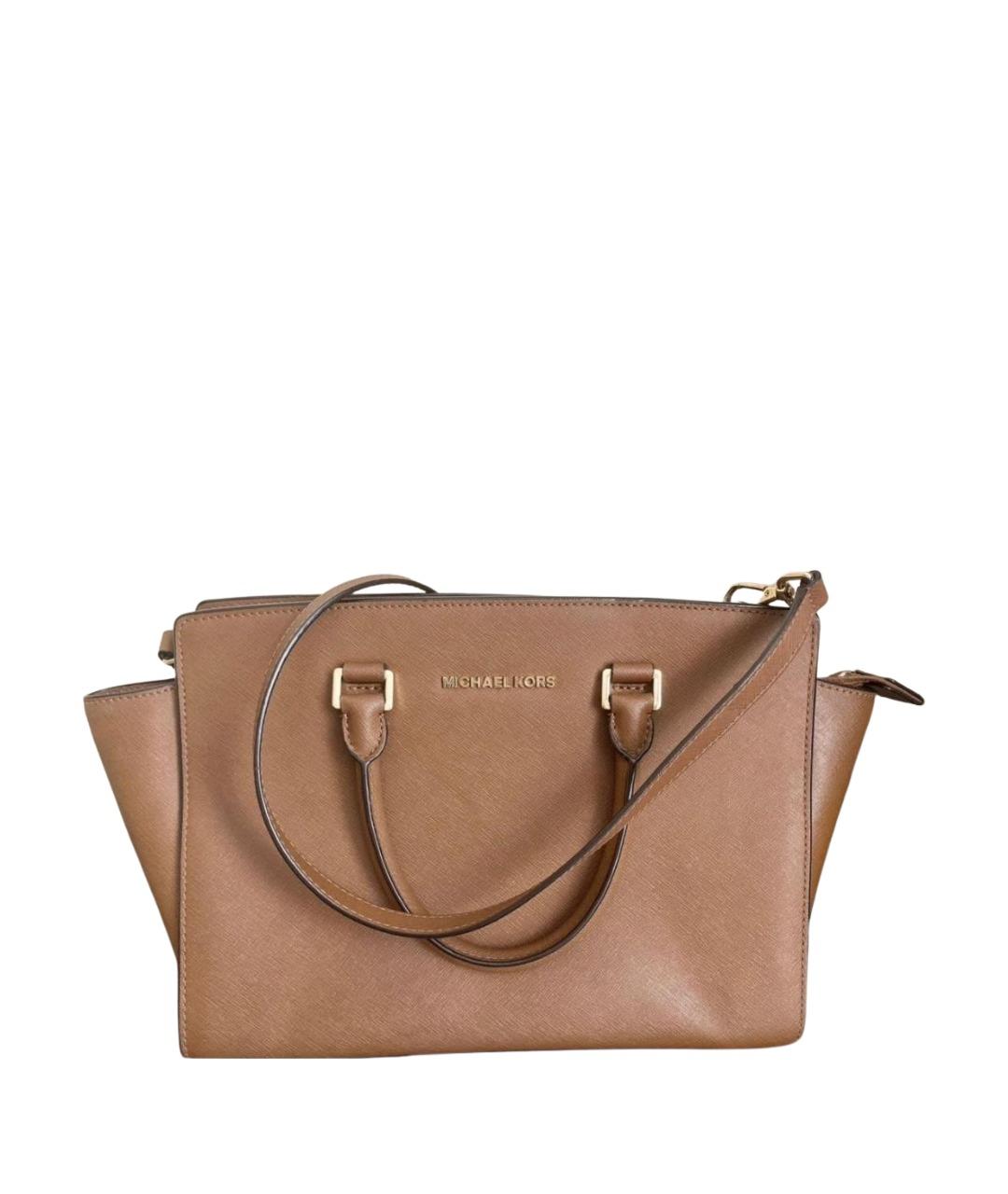 MICHAEL KORS Коричневая кожаная сумка через плечо, фото 1