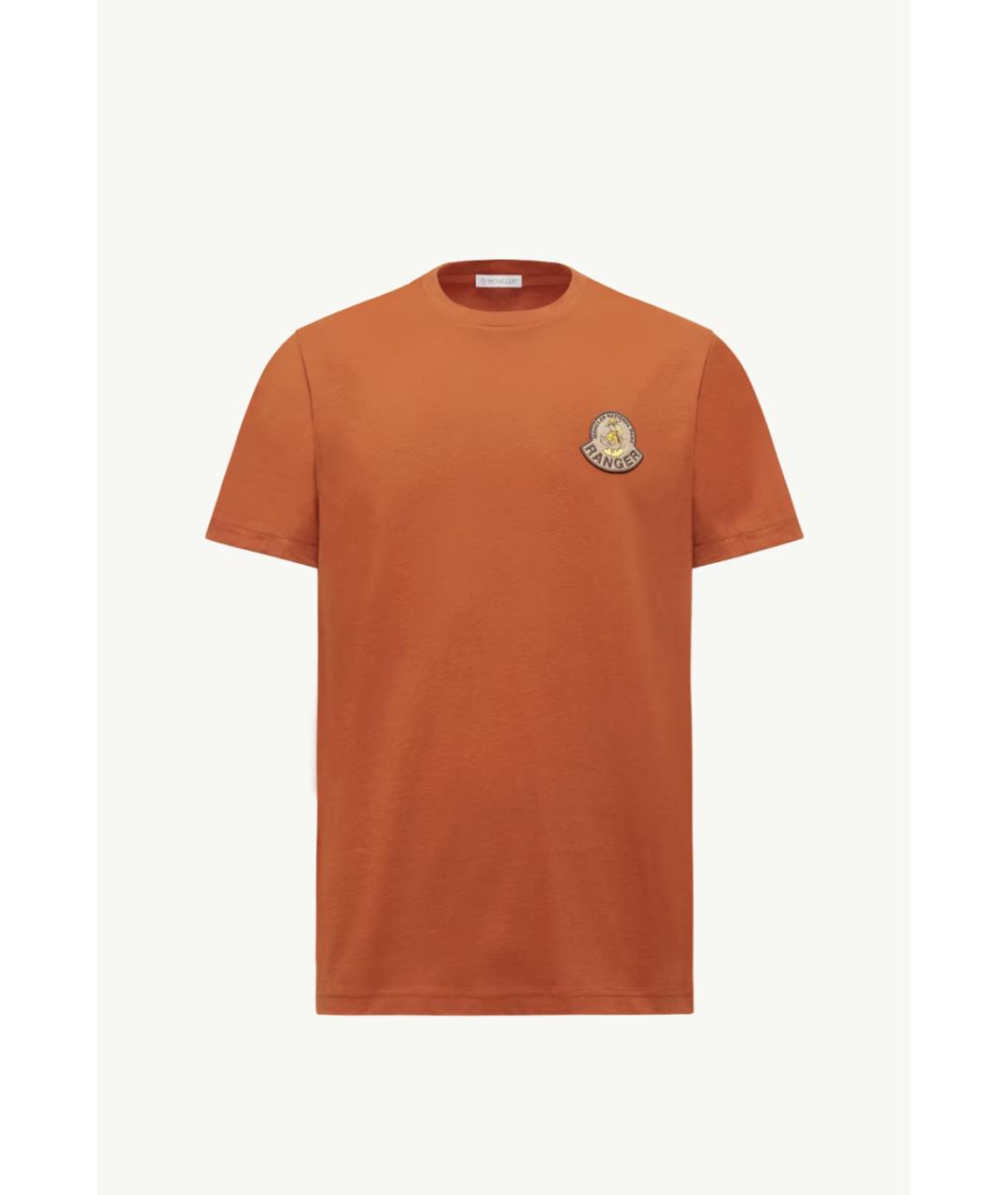 MONCLER Оранжевая хлопковая футболка, фото 4